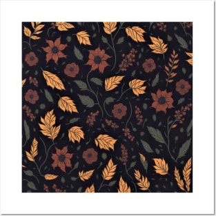 fall pattern leaves Posters and Art